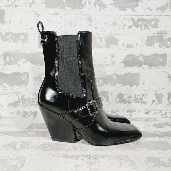NEW Sam Edelman Suzette Black Patent Leather Western Boots K240 - Picture 7 of 13